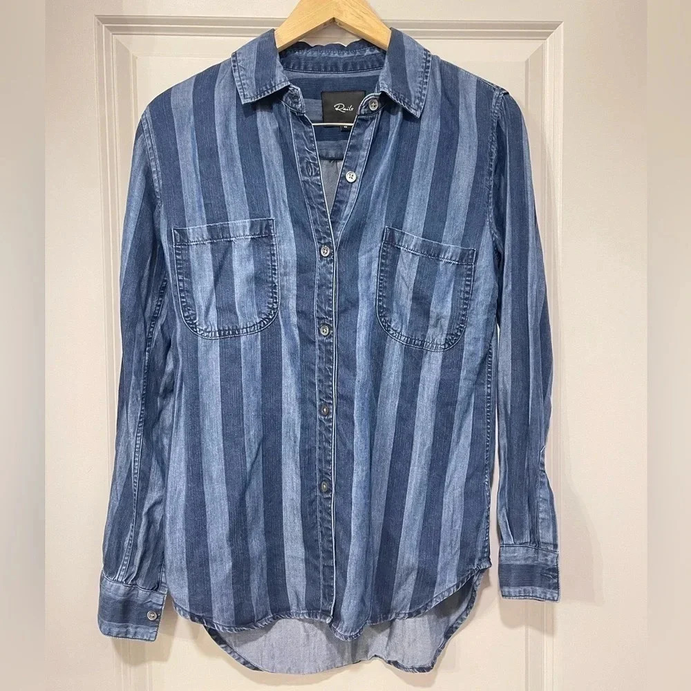 Rails Carter Indigo Block Stripe Button Down Shir… - image 2